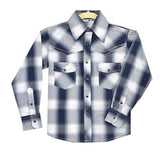 Cowboy Hardware Boy's Navy/White Plaid Long Sleeve Shirt