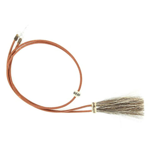 Genuine Leather Stampede Strings with Horsehair Tassels - Brown