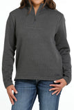 WOMEN'S 1/4 ZIP SWEATER KNIT SWEATER - CHARCOAL
