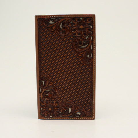 Nocona Mens Basket Weave Floral Rodeo Wallet