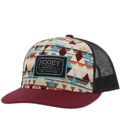 YOUTH "HORIZON" HAT CREAM PATTERN /CHARCOAL W/BLACK & TURQUOISE PATCH