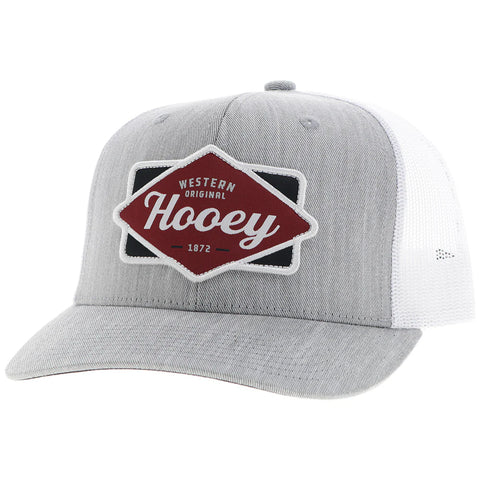 "Diamond" Hooey Hat Grey/White w/Black & Maroon Patch