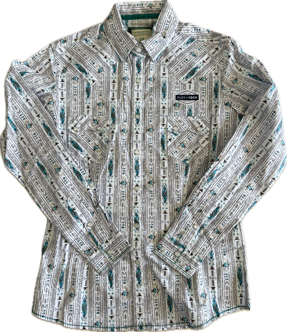 Turquoise Aztec Panhandle Ladies Snap Shirt