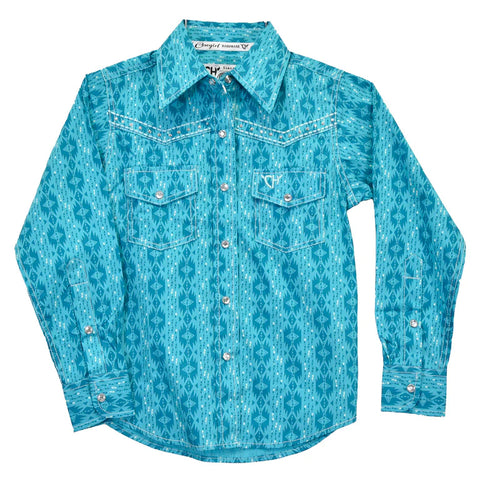 Cowgirl Hardware Girls Turquoise Snap Shirt