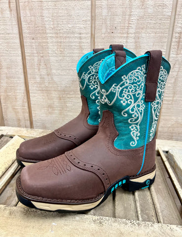Corral Women's Honey Hydro Resist Turquoise Square Toe Cowgirl Work Boots