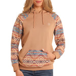 Rock & Roll Ladies Contrast Sleeves Tan Hoodie