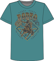 Rock & Roll Bronc Rider Turquoise Graphic Tee