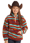 Girls' Aztec Print 1/4 Zip Sherpa Pullover