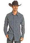 Rock & Roll Blue Paisley Men's Long Sleeve Snap Shirt