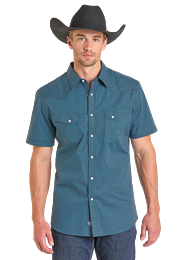 ROCK & ROLL GEO PRINT CARRIBEAN BLUE SNAP SHIRT