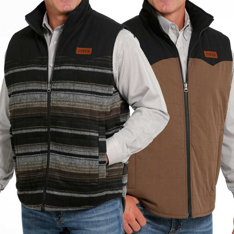 CINCH BROWN REVERSIBLE QUILTED VEST MEN VEST