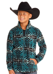 KID'S AZTEC PRINTED FLEECE JACKET