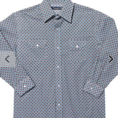 Panhandle Boy's Rough Stock Blue Print Western Shirt