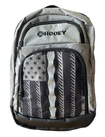 Hooey "Ox" Flag Pattern Grey & Black Backpack