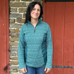 Powder River Ladies Teal Aztec Heather Henley