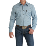 Cinch Men's Light Blue Western Geometric Print Snap Shirt