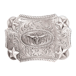 Nocona Western Children's Youth Longhorn Silver Belt Buckle