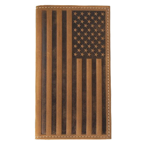 Nocona Men's Brown Embossed Flag Rodeo Wallet