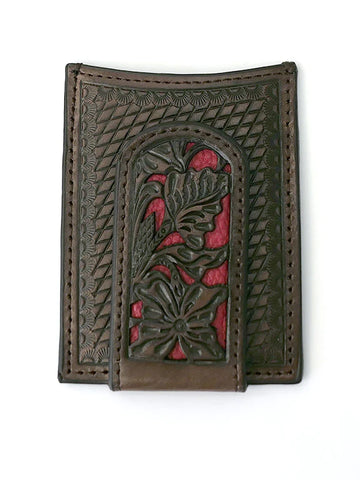 Nocona N5426504 Mens Red Floral Inlay Magnet Western Money Clip