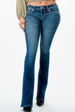Grace in LA Women's Medium Wash Mid Rise Dreamcatcher Pocket Stretch Bootcut Jeans