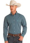 Panhandle Slim® Men's Teal Check Long Sleeve Snap Front Western Shirt