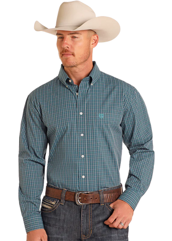 Panhandle Slim® Men's Teal Check Long Sleeve Snap Front Western Shirt