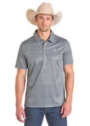 Panhandle Men's Black Printed Snap Polo