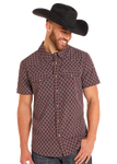 Rock & Roll Maroon Medallion Print Men's Short Sleeve Snap Shirt