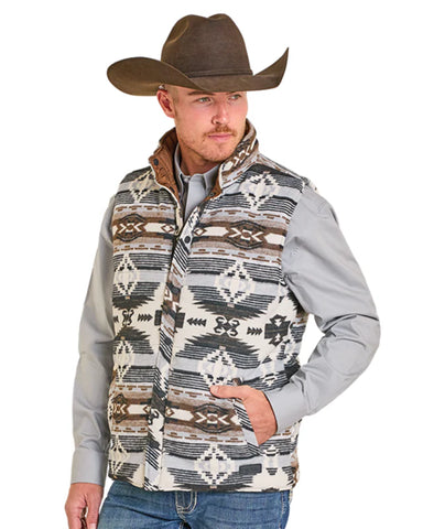 Rock & Roll Denim Men's Grey Aztec Reversible Vest