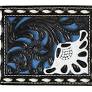 Nocona Bifold Wallet Floral Filigree Suede Blue Underlay