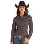 Panhandle Solid Dark Grey Stretch Snap Shirt