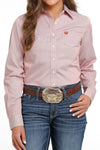 WOMEN'S TENCEL™ MIRCO STRIPE BUTTON-DOWN WESTERN SHIRT - RED