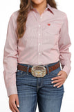 WOMEN'S TENCEL™ MIRCO STRIPE BUTTON-DOWN WESTERN SHIRT - RED