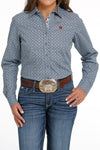 WOMEN'S BUTTON-DOWN WESTERN SHIRT - LIGHT BLUE