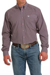 MEN'S GEOMETRIC PRINT BUTTON-DOWN WESTERN SHIRT - PINK / BLACK