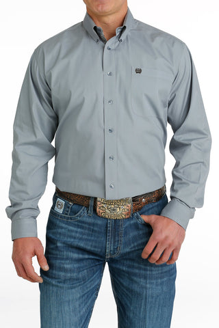 MEN'S SOLID BUTTON-DOWN WESTERN SHIRT - GRAY