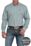 Cinch Men's Geometric Print Button-Down Western Shirt - Green