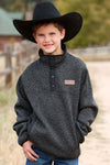 BOY'S SWEATER KNIT PULLOVER - CHARCOAL