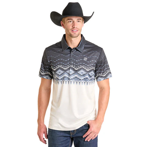 Rock & Roll Men’s Black Border Printed Polo