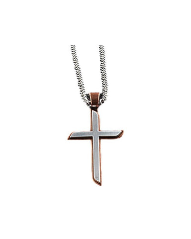 TWISTER MEN'S TWO TONE CROSS NECKLACE