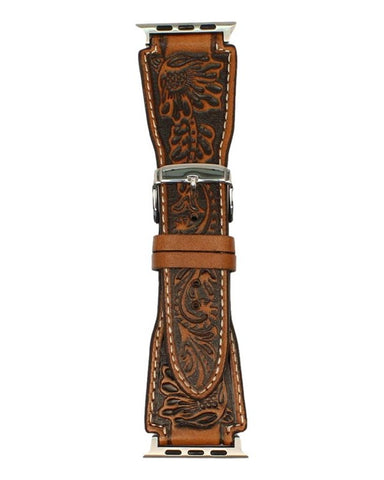 NOCONA WOMEN'S FLORAL EMBOSSED LEATHER IWATCH BAND