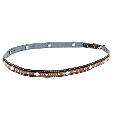 Rodeo King Black and Brown Hat Band with Diamond Conchos