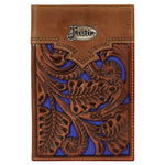 JUSTIN LOW PROFILE RODEO WALLET BLUE INLAY