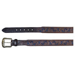 JP WEST MENS BELT BLUE INLAY