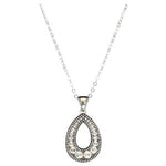 NECKLACE OVAL PENDANT WITH RHINESTONES, 16" + 3" EXT