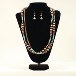 Turquoise and Copper Bead Earring/Necklace Set