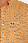 Cinch Orange Print Short Sleeve Button