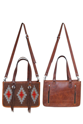 Western Leather & Wool Tote Purse