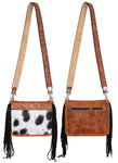 Crossbody Bag with BW hair on with Brown Tooled top and Conceal Carry.