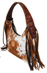 Rafter T Cowhide Hand Bag with Tooled Leather